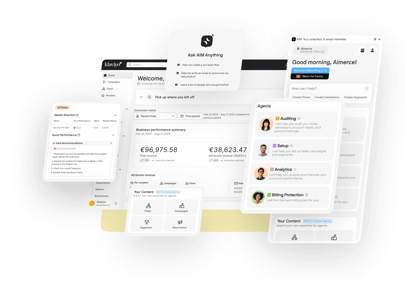 Klaviyo Interface Cluster - Layered Dashboard Screenshots